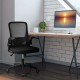 Swivel mesh office chair in black with foldable backrest and flip-up arms, perfect for compact home office spaces.