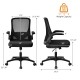 Swivel mesh office chair with adjustable backrest and flip-up arms, designed for comfort and space-saving storage.