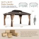 12' x 16' double-roof hardtop gazebo with galvanized steel roof, featuring curtains and drainage holes for outdoor use.