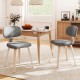 Gray chenille fabric upholstered kitchen chairs set of 2 with ergonomic backrest, perfect for dining or study areas.