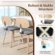 Gray chenille fabric upholstered kitchen chairs set of 2 with ergonomic backrest and sturdy metal bracket for dining.