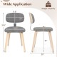 Gray chenille fabric upholstered kitchen chair with ergonomic backrest and wooden legs, ideal for dining or study use.