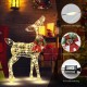 Lighted Christmas reindeer decoration with 50 LED lights, waterproof tinsel, and rust-resistant frame for outdoor use.