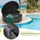 Sofa clips securing the black Clamshell Patio Daybed, ensuring stability and preventing movement for outdoor use.
