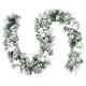 9-foot pre-lit artificial Christmas garland with 50 LED lights, snow-flocked design, and white flowers for festive.