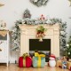 9 feet pre-lit artificial Christmas garland with 50 LED lights, snow flocked, decorated with white flowers and berries.