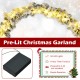 9 feet pre-lit artificial Christmas garland with 50 LED lights, featuring snow flocked appearance and battery-operated.