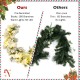 9 feet pre-lit artificial Christmas garland with 50 LED lights, featuring snow flocked design and lush white flowers.