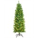 Slim 6-foot pre-lit artificial fir Christmas tree with 150 LED lights, perfect for corner spaces and festive decoration.