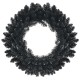 24-inch black Halloween wreath featuring 35 purple LED lights, perfect for enhancing festive holiday decor.
