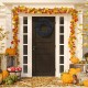 24-inch pre-lit Halloween wreath with 35 purple LED lights, featuring lifelike branch tips for a spooky festive look.