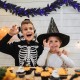 Black Halloween garland with 50 purple LED lights, perfect for festive decoration and creating a spooky atmosphere.