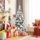 Snow flocked 5 feet Christmas tree with white berries and poinsettia flowers, perfect for festive home decoration.