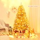 Champagne gold 6 ft artificial tinsel Christmas tree with hinged design, perfect for indoor or outdoor holiday.