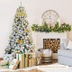Snow-flocked 7.5 feet artificial Christmas tree with 1010 branch tips, perfect for customizable holiday decor.