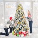 Snow-flocked 7.5 feet artificial Christmas tree with 1010 branch tips, perfect for personalized holiday decorations.