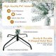7.5 feet snow flocked artificial Christmas tree with hinged branches, crafted from durable PVC for a realistic look.