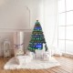 Multicolor LED fiber optic artificial Christmas tree, 5 feet tall, decorated with lights and surrounded by gift boxes.
