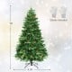 7-foot artificial Christmas tree with LED lights and pine cones, featuring hinged branches for easy setup and a sturdy.