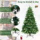 Close-up view of the 7' artificial Christmas tree showcasing the warm white LED lights and realistic pine cone accents.