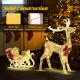Lighted Christmas reindeer and sleigh decoration in golden color with 100 warm lights, perfect for outdoor holiday.