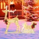 Golden Christmas reindeer and sleigh decoration with 100 warm lights, perfect for outdoor holiday displays in your yard.