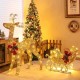 Golden Christmas reindeer decoration showcasing delicate antlers and red bows, illuminated with 100 warm lights for.