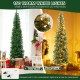 7 feet prelit half-shape Christmas tree with 150 warm white lights, designed for space-saving and festive decor.