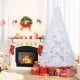 7 ft white Christmas tree with durable metal stand, perfect for indoor and outdoor holiday decoration.