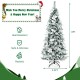 Snow flocked 6ft Christmas pencil tree with white berries and poinsettia flowers, perfect for festive holiday decor.
