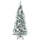 6ft snow flocked Christmas pencil tree with white berries and poinsettia flowers, perfect for festive holiday decor.