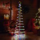 Colorful light-up spiral Christmas tree with a star topper, showcasing dynamic lighting effects for a festive.