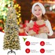 6 feet pre-lit snow flocked artificial pencil Christmas tree with 250 LED lights, perfect for limited spaces.