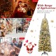 6 feet pre-lit snow flocked pencil Christmas tree with 250 LED lights, perfect for festive decoration in limited spaces.
