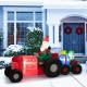 Santa Claus riding a tractor with gifts, 9 feet long, bright LED lights, perfect for festive outdoor holiday decoration.