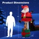 8-foot inflatable Santa Claus and reindeer with LED lights, shown with dimensions for outdoor holiday decoration.