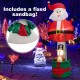 8-foot inflatable Santa Claus and reindeer with LED lights, sandbag for stability, perfect for outdoor Christmas decor.