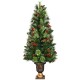 3' LED Christmas entrance tree with red berries and pine cones in a decorative urn, perfect for festive decor.
