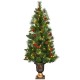 3-foot LED Christmas entrance tree in decorative urn, featuring dense PVC needles and pre-lit warm white lights for.