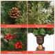 Close-up of red berries and realistic pinecones on a 3' LED Christmas entrance tree with dense PVC needles.