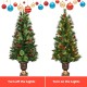 3' LED Christmas entrance tree with red berries and pine cones, featuring pre-lit warm white lights for festive decor.