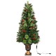 3-foot LED Christmas entrance tree with red berries and pine cones, pre-lit with warm white lights for festive decor.