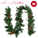 9FT pre-lit artificial Christmas garland showcasing vibrant red berries and pine cones, ideal for festive holiday.