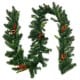 9FT pre-lit artificial Christmas garland with red berries and pine cones, perfect for indoor or outdoor festive.