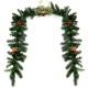 9FT pre-lit artificial Christmas garland with red berries and pine cones, featuring 100 LED lights for festive.