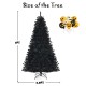 Black artificial Christmas Halloween tree, 7ft tall with purple LED lights, perfect for festive holiday decorations.