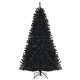 Black 7' artificial Christmas Halloween tree with purple LED lights, featuring lush branches and a sturdy stand for.