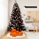 Black artificial Christmas Halloween tree with purple LED lights, 6ft tall, perfect for festive holiday decorations.