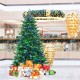 Pre-lit 7' artificial Christmas tree with colorful LED lights and presents, perfect for festive holiday decor.