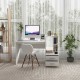 White computer desk with corner bookshelf and two drawers, perfect for home office or study space.